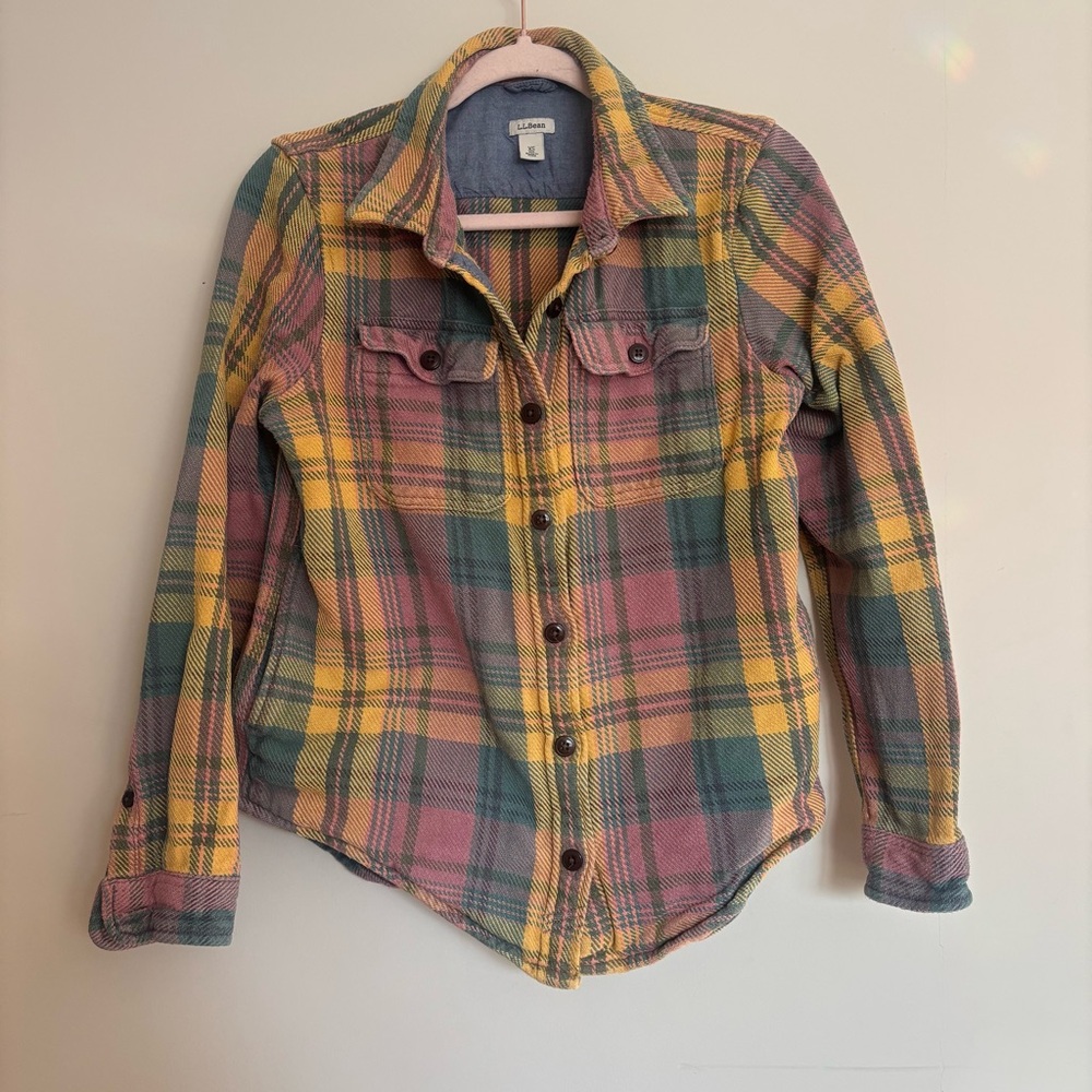 L.L. Bean Women's Multicolor Plaid Utility Jacket overshirt
